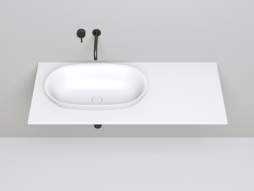 Раковина из искусственного камня Salini MAREA 1802201M 65х39 полувстраиваемая цвет белый без отверстий под смеситель - фото 3